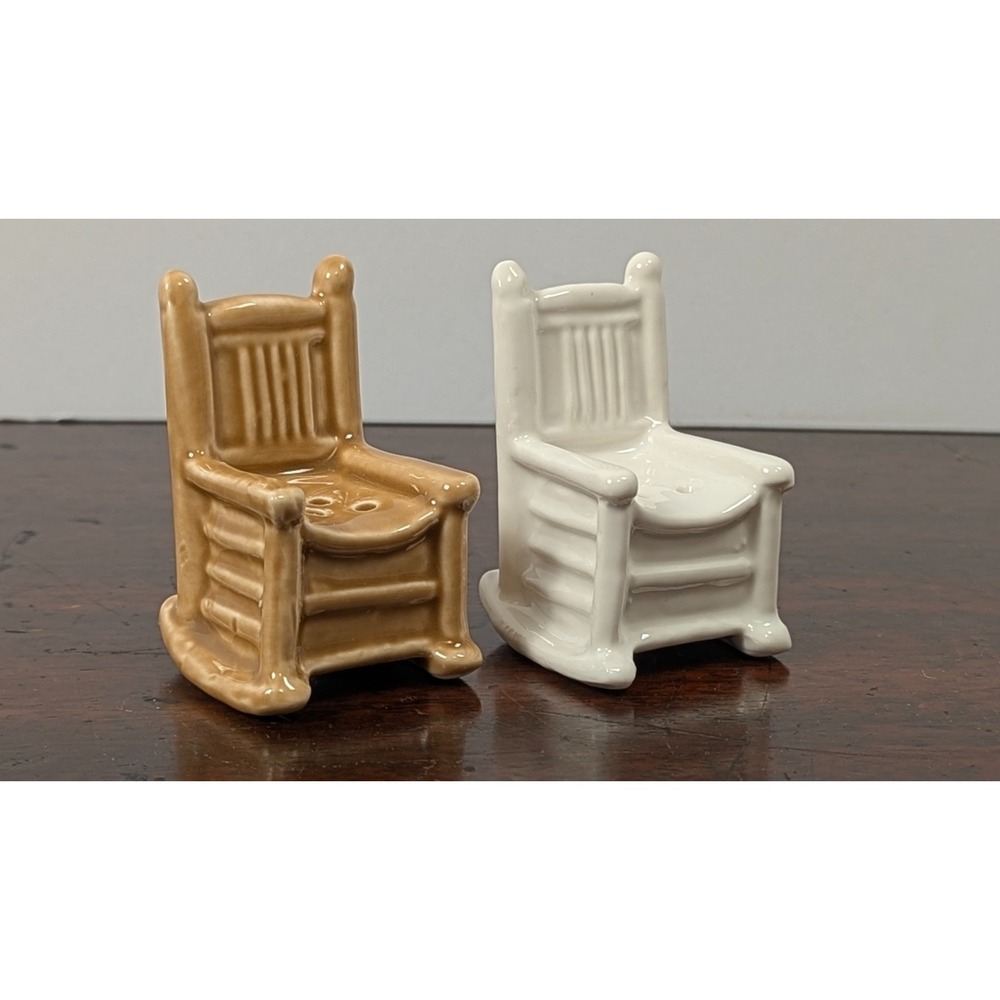 Cracker Barrel Porch Rocking Chair Salt & Pepper Shaker Set Ceramic Novelty